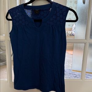 Ann Taylor Navy Crochet Detail Tank Top